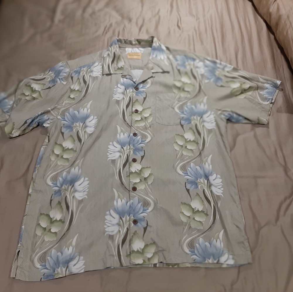 Tommy Bahama Mens Silk Short Sleeve Button Up Hawaiian Shirt Sz L